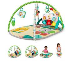 Bright Starts, alfombra de juego musical para bebés Safari Tropical con piano y batería, 90+ sonidos, 20+ min de música y luces, arco de juego, 5 juguetes de actividad, 3 idiomas, desde recién nacido