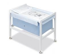 Pirulos Globo - Minicuna cuadrada, 61 x 90 x 80 cm, color blanco y azul