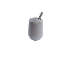 ezpz Mini Cup 12 meses +. Vaso de entrenamiento para niños pequeños con tapa y pajita. 100% silicona. Diseñado por un especialista en alimentación pediátrica. Gris oscuro