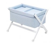 Cambrass Stela - Minicuna tijera madera + dosel, 55 x 87 x 74 cm, color celeste