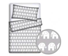 Juego de ropa de cama de bebé + funda de edredón de 2 piezas para cama de niño (gris)