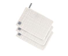 LÄSSIG Guantes de lavado de muselina Juego de 3 paños de algodón/Wash Glove Set milky