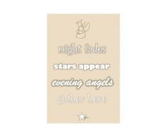 Feel Good Arte Grueso Nursery Lienzo Noche Fades, estrellas aparecen, de noche los ángeles se reúnen aquí (A3, Beige)