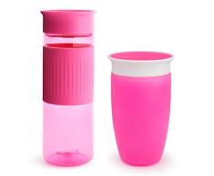 Munchkin Miracle 360° - Set de vasos de entrenamiento para padres y niños, de 24oz y 10oz, Rosa, Pack de 2 unidades