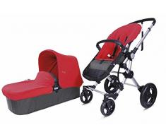 BabyAce 042 - Cochecito de bebé dúo - Chasis plata, base gris, set polar rojo