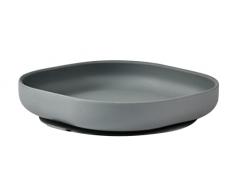 BÉABA, Plato con ventosa para niños, 100% silicona, material suave y resistente, Se adhiere a la mesa/bandeja de la trona, comida infantil, Compatible con microondas, mineral