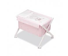 Pirulos Globo - Minicuna plegable tijera lino, 68 x 90 x71 cm, color blanco y rosa