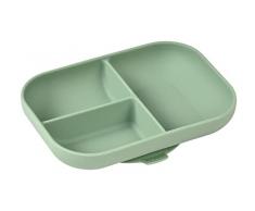 BÉABA, Plato de silicona compartimentado con ventosa, antideslizante, sano y duradero, compatible con el lavavajillas, el microondas y el congelador, fácil de limpiar, verde salvia