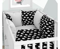 Juego de 3 piezas: ropa de cuna de 100 x 135 cm con sábana bajera y protector de almohada – seis fundas de almohada de terciopelo para la cuna de 70 x 140 cm.