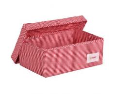 Minene - Caja de almacenaje pequeña, diseño de cuadros, color rojo