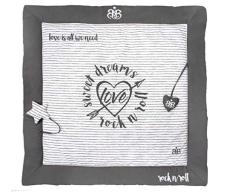 roba Manta para juegos y gatear Rock Star Baby 3, acolchada, 100 x 100 cm, 100% algodón, incluye juguete para bebé
