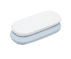Cambrass - Sabana Bajera algodón - Sabana Ajustable con Gomas - Ropa de Cama para bebé con Tratamiento Sanitized - capazo/moisés 35x80x7 cm Celeste con Estampados