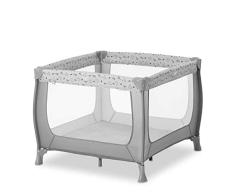 Hauck Parque Cuna Play N Relax SQ, Gran Superficie 90 x 90 cm, Cuna de Viaje Plegable, Cuna Gemelar, Ligera, Compacta, con Grandes Ventanas, Bolsa de Transporte Incluida, Gris Nordic