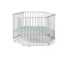 Geuther - Corralito Euro-Parc +, comprobado por el TÜV, regulable en altura, plegable, fondo acolchado, ruedas de alfombra, 76 x 97 cm, natural, oveja, blanco, 76 cm x 97 cm, 2232+ WE 002