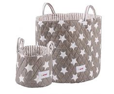 Minene, Cesta de almacenamiento, pequeña plegable, tamaño grande, caja de almacenaje gris Blue Star, Fuchsia Star, Grey Star, Grey Chevron, Pink Flowers, Green Dots; Red Gingham, Grey Spot, Blue Grey Star, Cream Flowers, Yellow