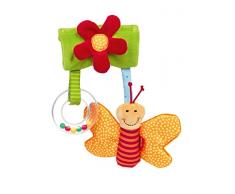 SIGIKID PlayQ 42871 - Colgante de mariposa, juguete educativo para colgar en el capazo y cochecito, divertido con sonajero y película crujiente, para bebés de viaje, multicolor, 24 x 14 cm