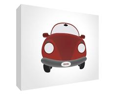 Feel Good Art CAR-A7BLK-09R-ES - Bloque decorativo recuerdo del bebé, diseño coche, 7.4 x 10.5 x 2 cm, color rojo/blanco