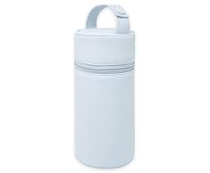 Duffi Baby Termo Porta biberon Polipiel Bebe. Bolsa termica portabiberon Caliente y Frio. Funda isotermica para biberones o Termo portatil. Cremallera y asa. Limpieza facil. Circulos Azul 0832-12