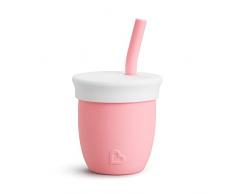 Munchkin Cest Silicone! Vaso Aprendizaje Bebe con Pajita, Vaso para Sorber con Tapa Antiderrame y Pajita, Niños Pequeños a Partir de 6 Meses, Sin BPA, Silicona Alimentaria, 118 ml, Rosa Coral