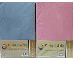 Dudu N Girlie cuna cama de algodón Jersey sábanas bajeras, azul/rosa, 2 piezas