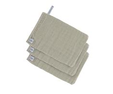 LÄSSIG Guantes de lavado de muselina Juego de 3 paños de algodón/Wash Glove olive