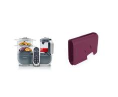 Babymoov Nutribaby+ A001124 - Procesador de alimentos para bebés, cocción al vapor y batidora, color gris + Babymoov Nutribaby A001123 - Cubierta, color cereza