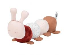Nattou Peluche de actividades de algodón y poliéster, Oruga de peluche con sonajero y chirrido, Para recién nacidos y prematuros, 26 cm, Lapidou, Rojo