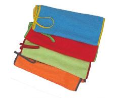 Ti TIN | Pack de 4 Toallas de Guardería Rizo Toalla 90% Algodón | 10% Poliéster | 29x50 cm | Colores Naranja Verde Fucsia y Azul