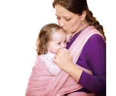 DIDYMOS Tejido manta para bebé, Lisca Raspberry, tamaño 6, 470 cm, rosa/blanco