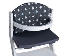 Tissi 100010 - Cojín Del Asiento Para Trona, Estrellas Grises, Multicolor