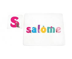 Little Helper mantel con Coaster estilo illustratif pintado con el nombre de joven Salome