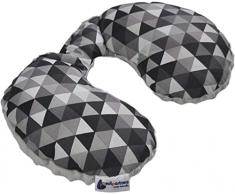 Medi Partners - Almohada cervical para niños, 100% algodón/Minky, almohada cervical para cochecito de bebé, viaje en coche, para dormir, almohada (triángulo con minky gris)