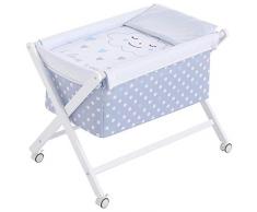 Minicuna plegable desenfundable patas madera blanco (50 x 80 cm) NUVOLA AZUL