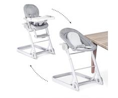Hauck Sit N Care - 2 en 1 Hamaquita balancín y trona para recién nacidos, respaldo reclinable, chasis ligero de aluminio, con reductor, mesa, ruedas, regulable en altura, plegable, Strech Grey (gris)