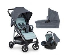 Hauck Rapid 4 Plus Trio Set - 3 en 1 carrito de bebe, Grupo 0+ adaptable a isofix, capazo, respaldo reclinable, de 0 meses a 25kg, manillar ajustable en altura, plegado fácil, menta (grey/mint)