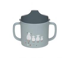 Taza para sorber para niños LÄSSIG con asa y tapa extraíble 150 ml / Sippy Cup Tiny FarmerSheep/Goose blue