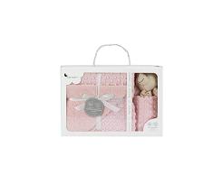 Interbaby Set bebé Manta Scherpa con Dou Dou Oso, Rosa