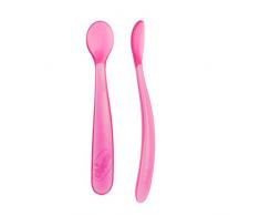 Chicco - Cuchara blanda de silicona con forma ergonómica 6m+ 2ud, color rosa