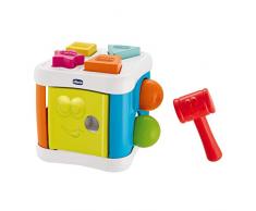 Chicco Multicubo Encajable 2en1 - Juegos de puzzle encajables y contrucción para bebés, con formas, bolas y martillo