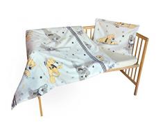 cosing 332 – 019 – 152 Juego de ropa de cama infantil algodón 2 piezas – Oso con bufanda, color beige
