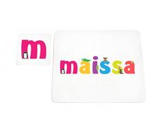 Little Helper mantel con Coaster estilo illustratif pintado con el nombre de joven Maissa