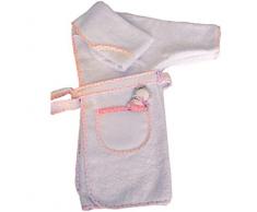 Red - Albornoz con mangas para niños (hasta 2 años), 100% rizo de algodón, con bolsillo de tela Aida para bordar, ideal para la ducha, color blanco, rosa