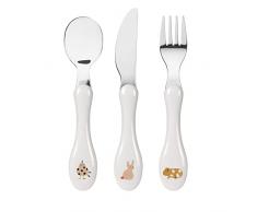 LÄSSIG Juego de cubiertos para niños 3 piezas Tenedor Cuchara Cuchillo Acero inoxidable/Cutlery Little Mateys spicy orange