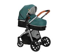 MoMi LIMURU - Cochecito de bebé 2 en 1 con cochecito, cinturón de seguridad ajustable de 5 puntos, a partir del 6º mes (hasta 15 kg), color verde