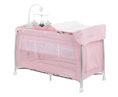 Kikka Boo Cuna de Viaje DESSINE MOI, hasta 15 kg, Parque Cuna 120x60 cm, Dos Niveles, Ruedas, Cambiador, Toy Bar, Compacta, Ligera, Bolsa de Transporte, Plegable, Rosa