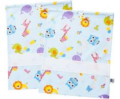 Juego de dos bolsas de malla para el cambio de bolsas para zapatos, con inserto de tela Aida para bordar, 100% Made in Italy – Fantasía de letras y animales – 200 g