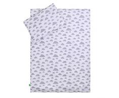 Lulando - Juego de cama infantil 2 piezas (almohada y funda nórdica) Grey Clouds/White