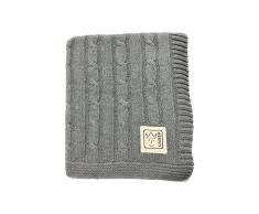 KAISER 6521823 CABLE KNITT - Manta de bebé de punto 100% algodón orgánico (kbA), manta de bebé transpirable, recién nacido para el verano, manta para cochecito, manta de bebé, col. gris claro