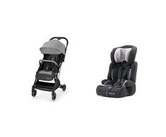 Kinderkraft Silla de Paseo Bebé INDY, Carrito, Plegable, Impermeable, Gris & Silla de Coche Ajustable COMFORT UP, Grupo 1/2/3, 9-36 Kg, Negro, 1 Unidad (Paquete de 1)