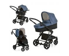 Hauck Atlantic Plus Trio Set – carro 3 en 1, coche de bebes 3 piezas de capazo, sillita y grupo 0+ compatible con base Isofix, 0 meses hasta 25kg, manillar ajustable en altura, portavaso / azul negro